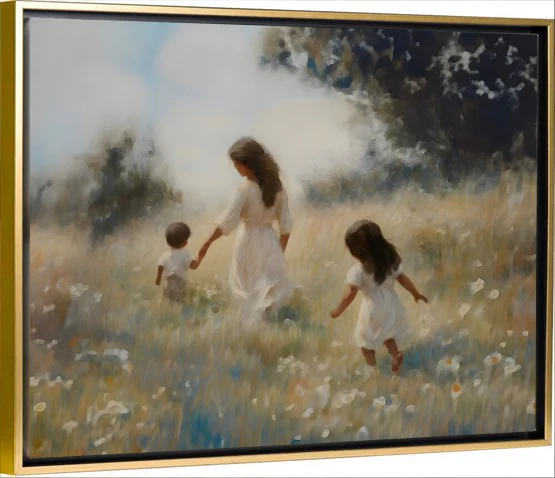 Mommy and Me, 2 Black Hair - Canvas - Image 4