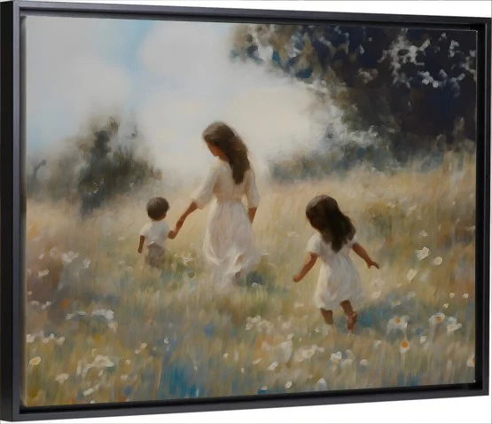 Mommy and Me, 2 Black Hair - Canvas - Image 5
