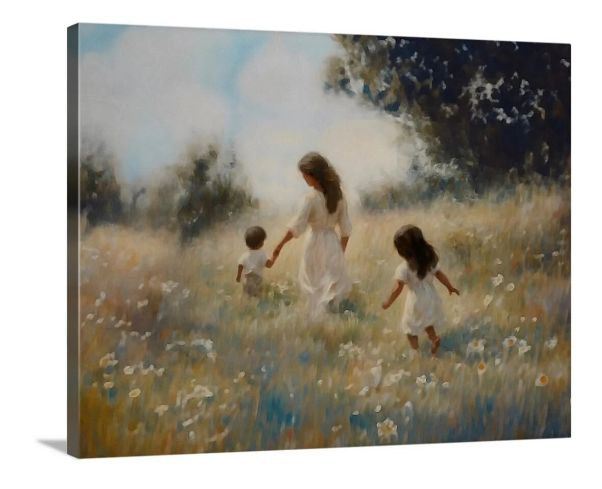 Mommy and Me, 2 Black Hair - Canvas - Image 6