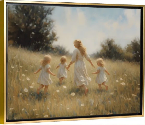Mommy and Me, 3 Blonde Girls - Canvas - Image 4