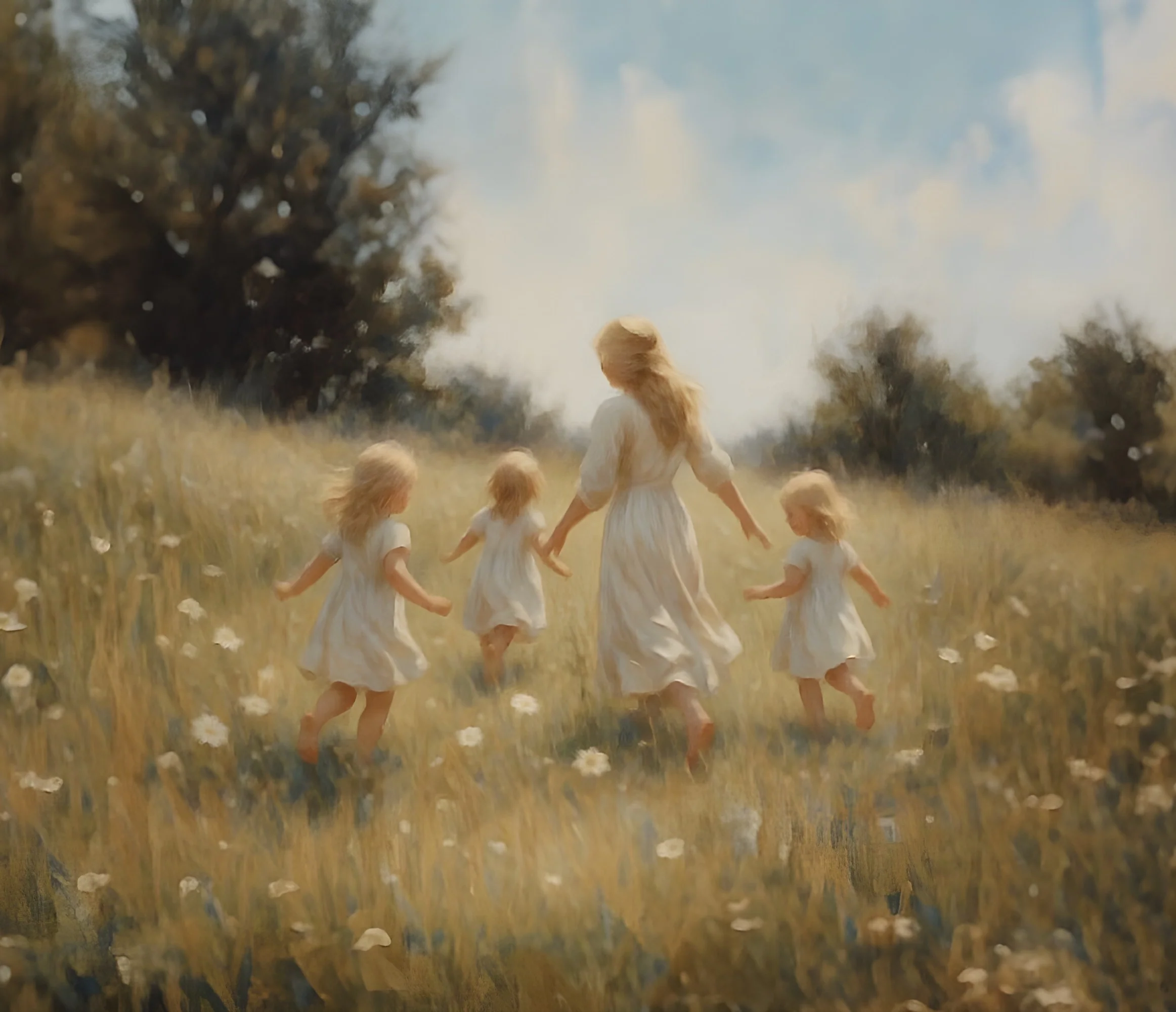 Mommy and Me, 3 Blonde Girls - Canvas - Image 9