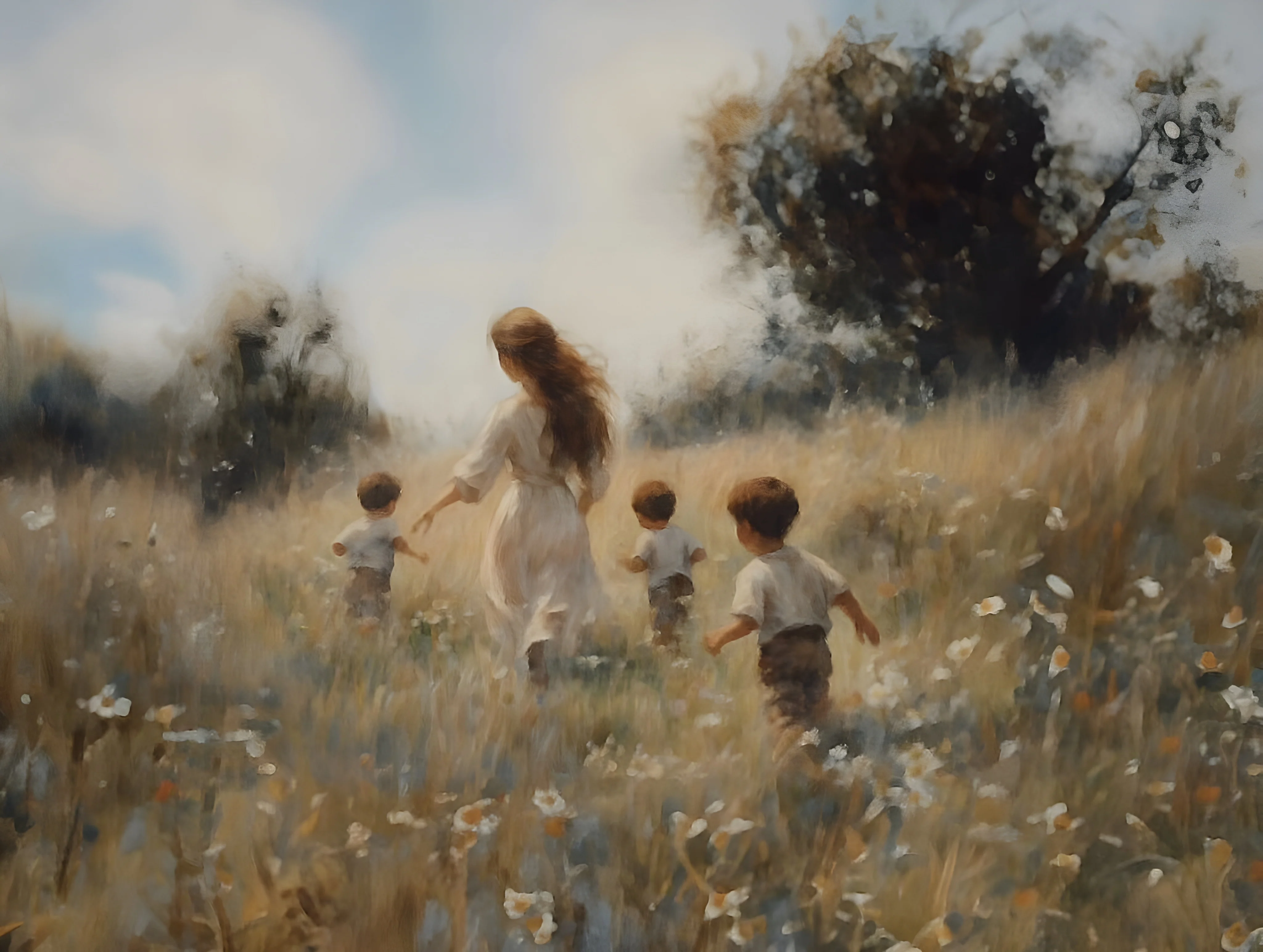 Mommy and Me, 3 Brunettes - Canvas - Image 10