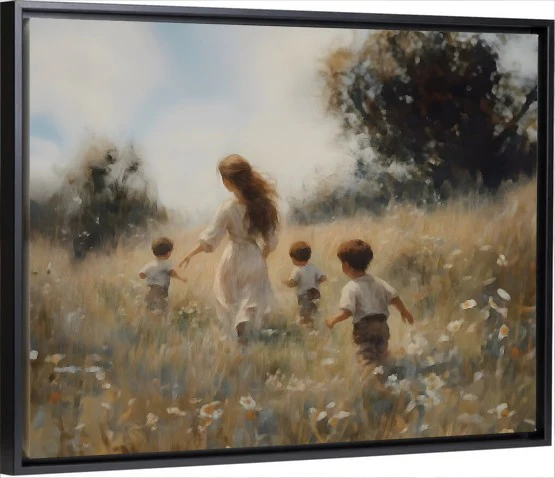Mommy and Me, 3 Brunettes - Canvas - Image 4