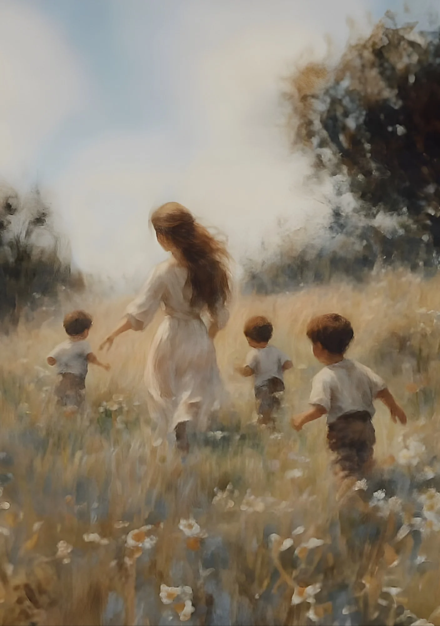 Mommy and Me, 3 Brunettes - Canvas - Image 8