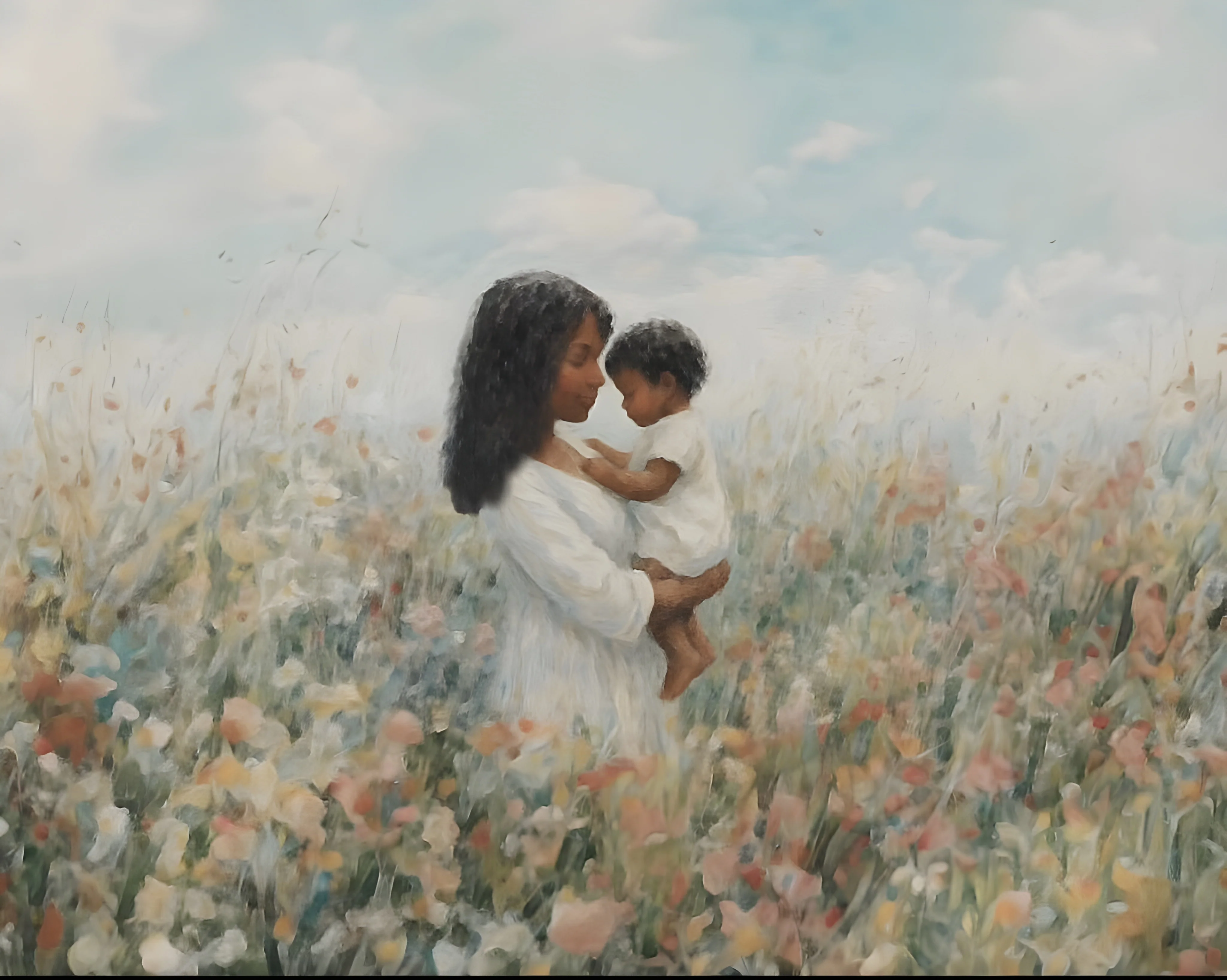 Mommy and Me, Black Hair - Canvas - Image 10