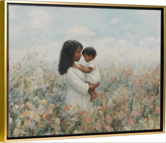 Mommy and Me, Black Hair - Canvas - Image 4