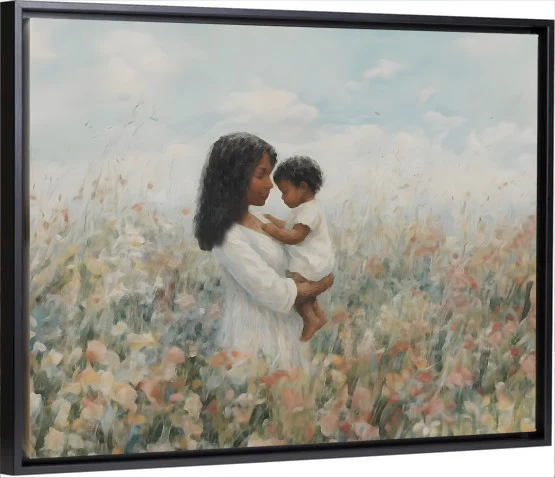 Mommy and Me, Black Hair - Canvas - Image 5