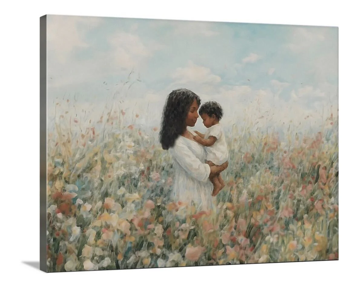Mommy and Me, Black Hair - Canvas - Image 6