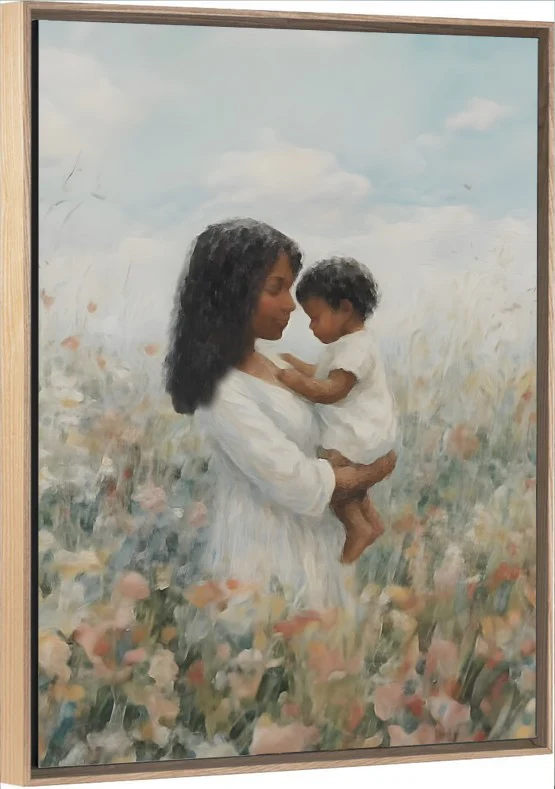 Mommy and Me, Black Hair - Canvas - Image 7