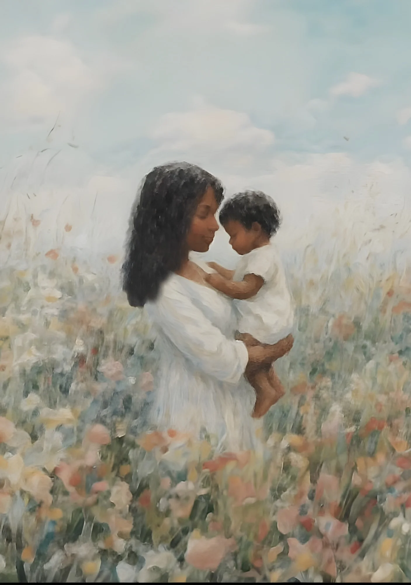 Mommy and Me, Black Hair - Canvas - Image 8