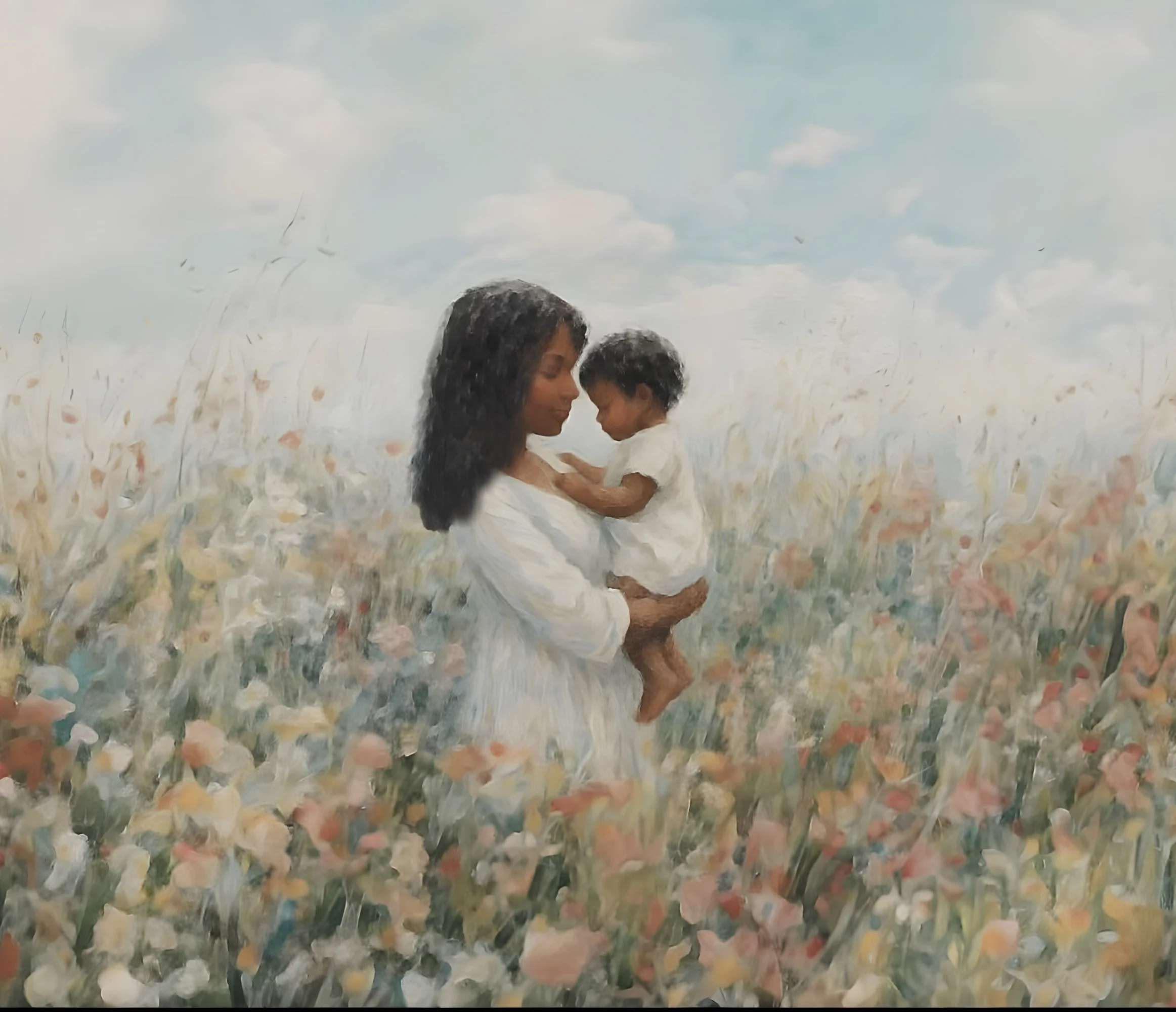 Mommy and Me, Black Hair - Canvas - Image 9