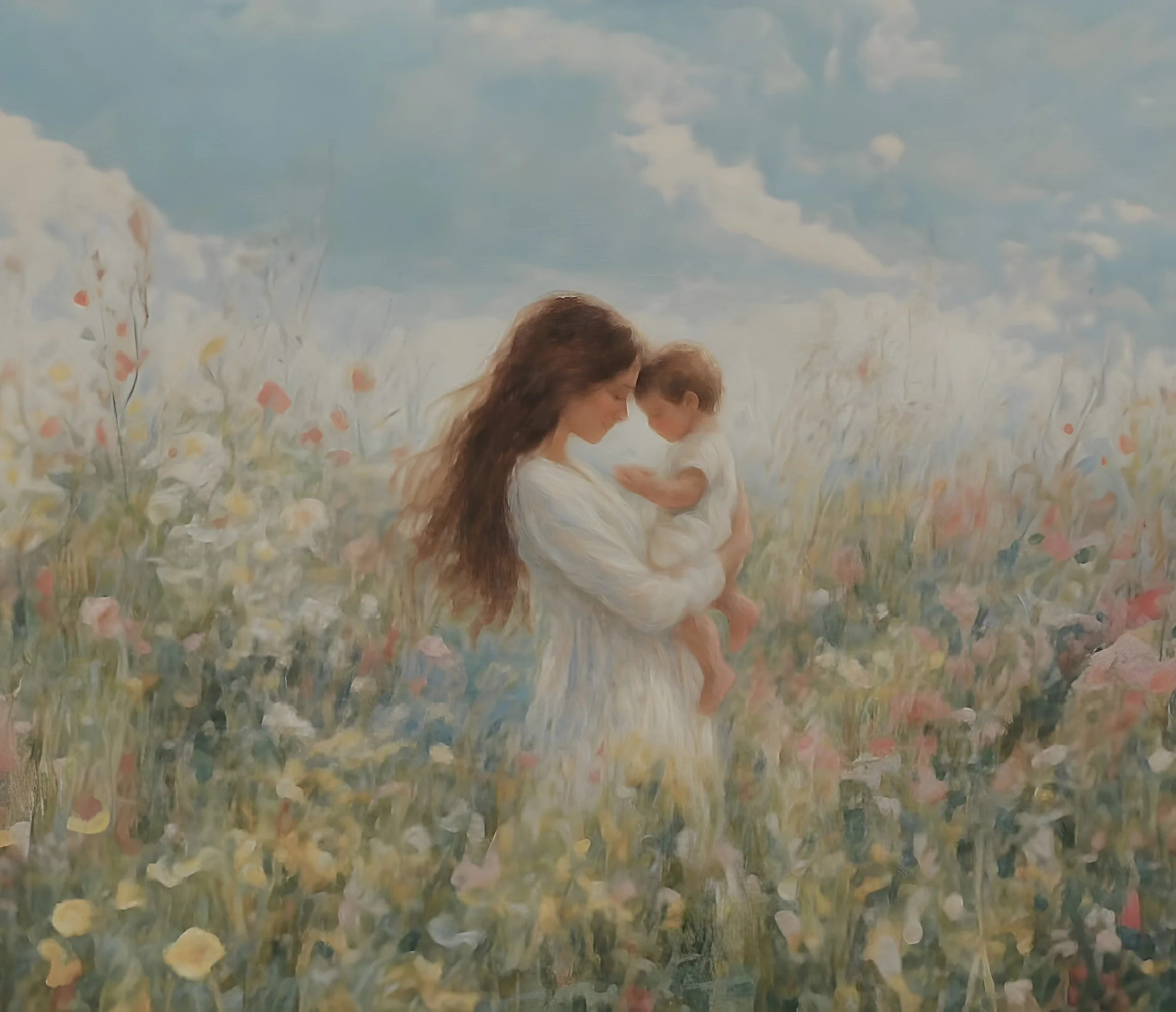 Mommy and Me, Brunette Hair - Canvas - Image 10