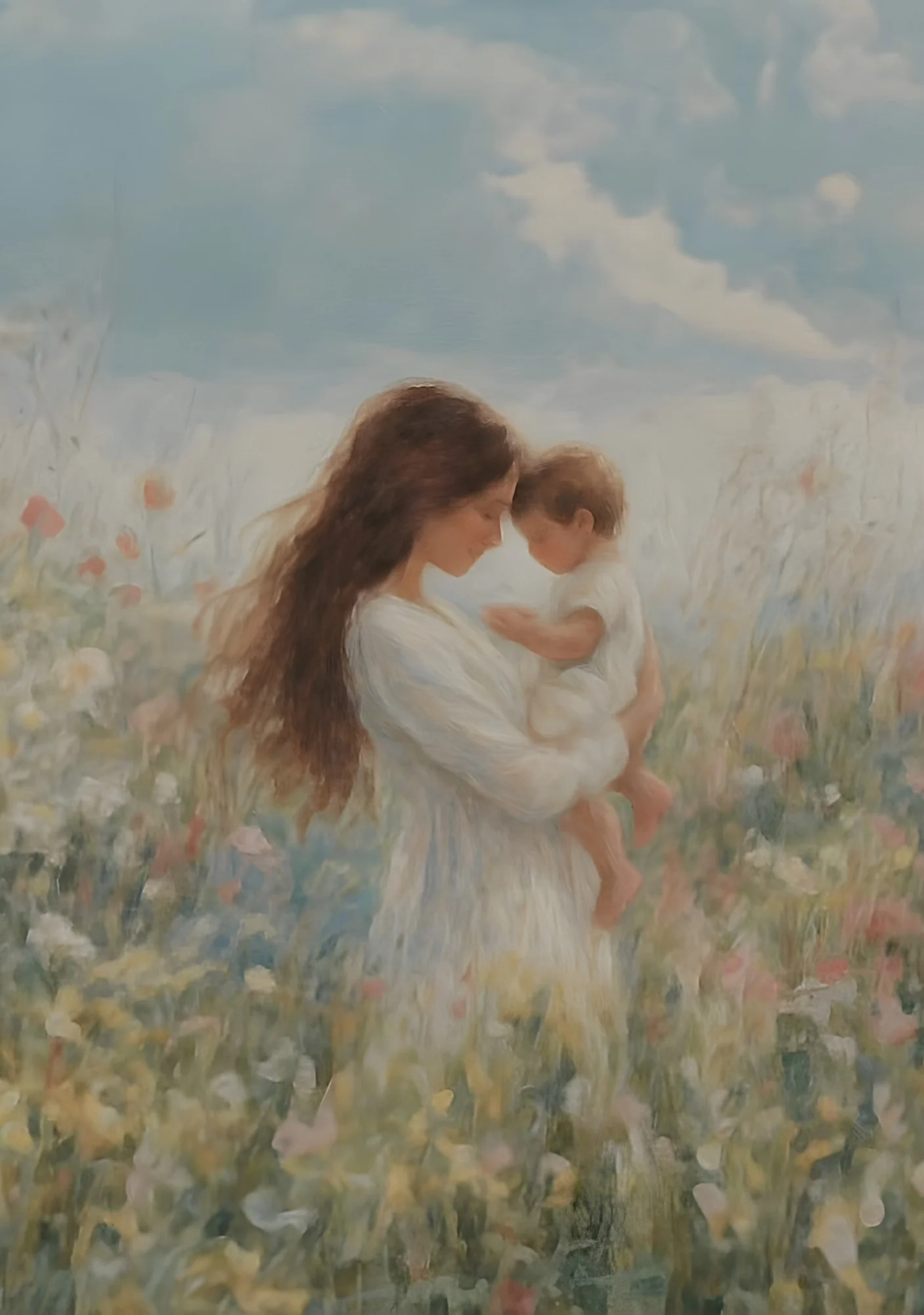 Mommy and Me, Brunette Hair - Canvas - Image 8