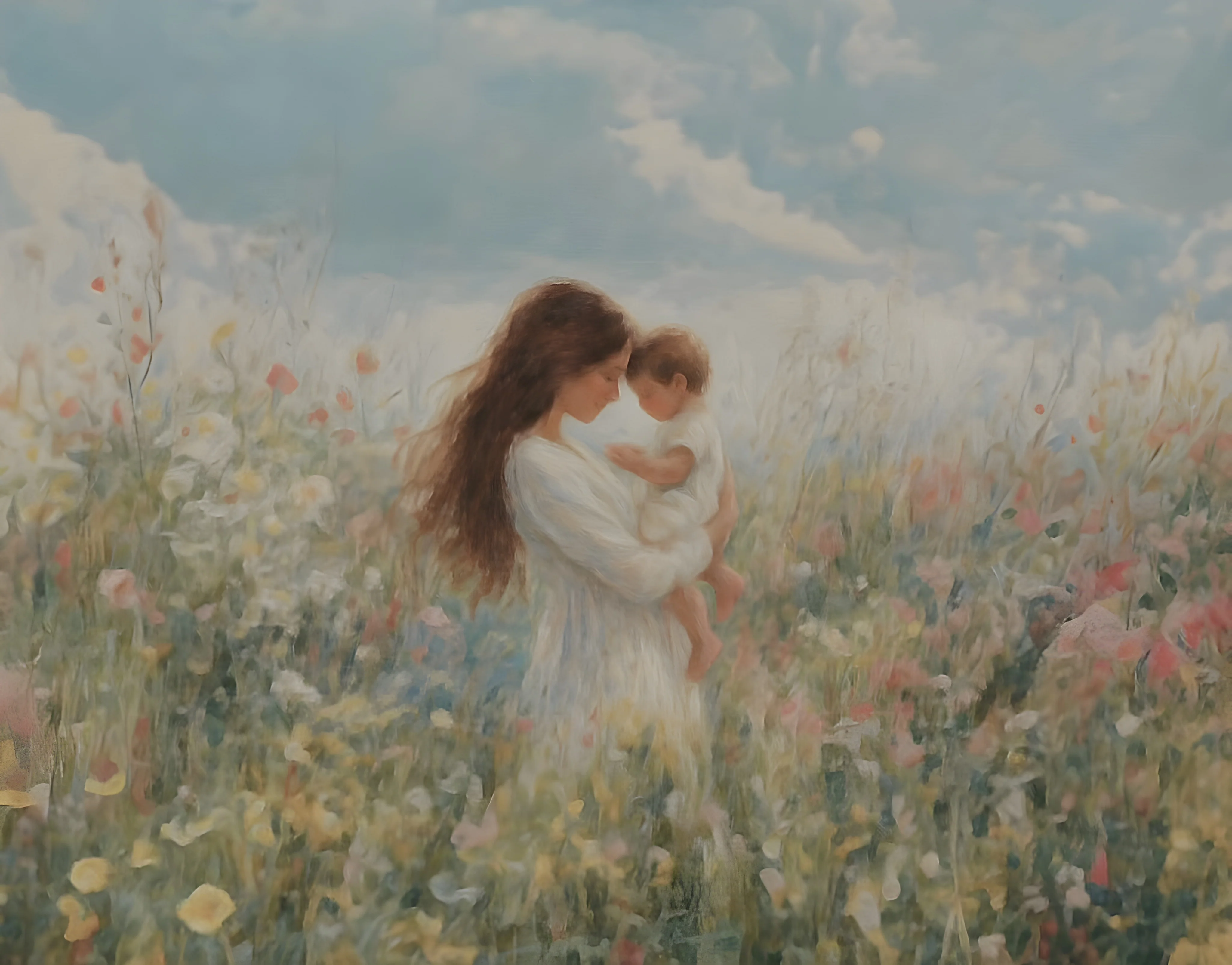 Mommy and Me, Brunette Hair - Canvas - Image 9