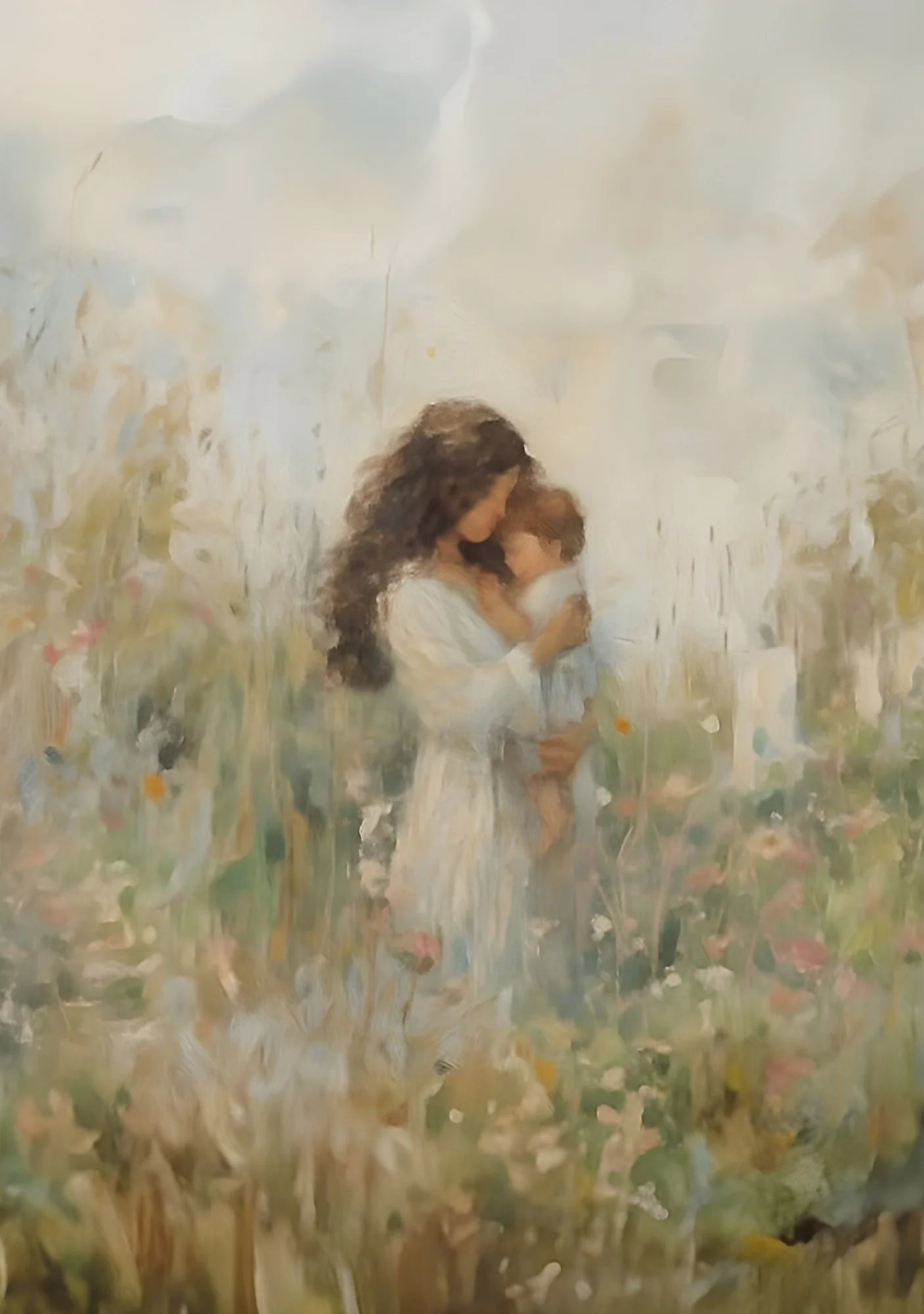 Mommy and Me, Dark Brown Hair - Canvas - Image 8