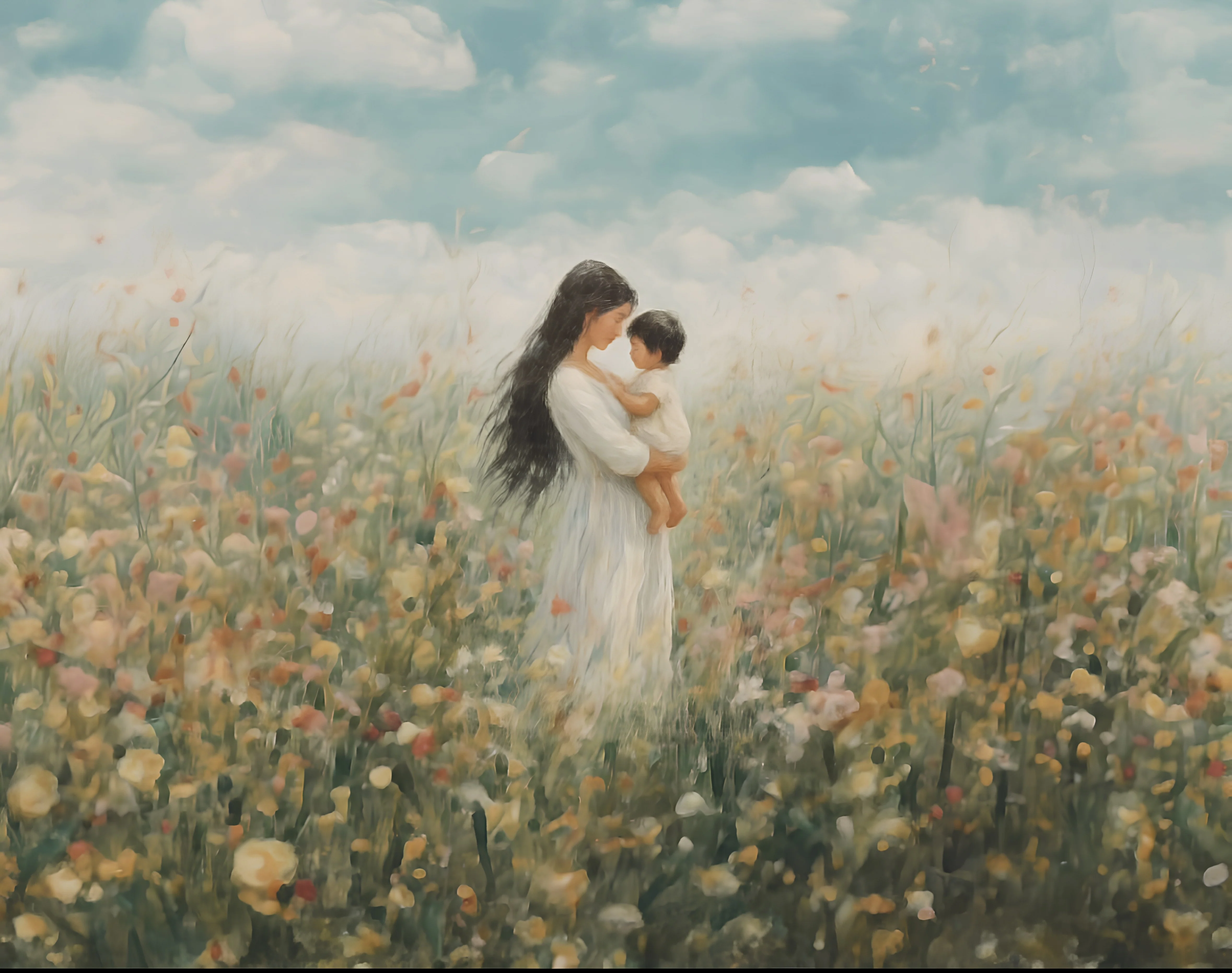 Mommy and Me, Long Black Hair - Canvas - Image 10