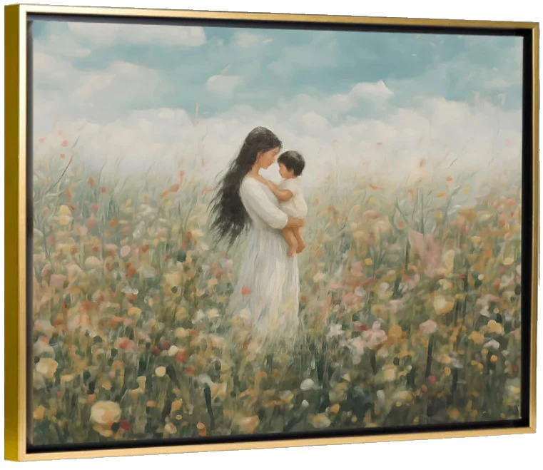 Mommy and Me, Long Black Hair - Canvas - Image 4