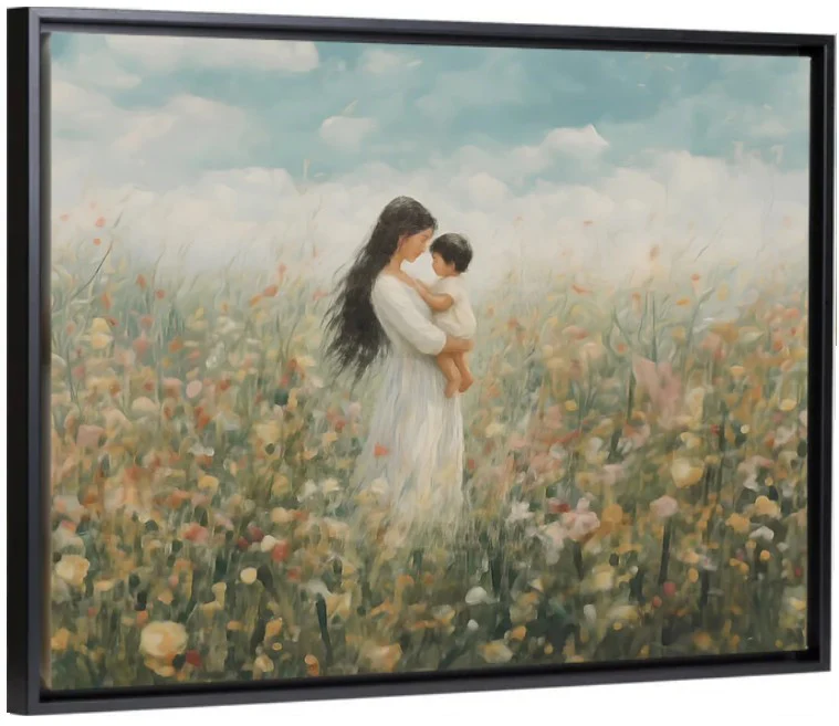Mommy and Me, Long Black Hair - Canvas - Image 5