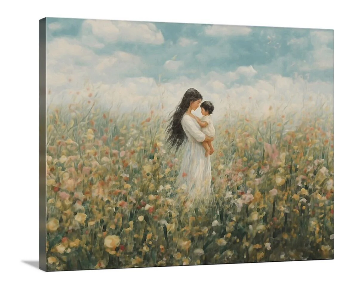 Mommy and Me, Long Black Hair - Canvas - Image 6
