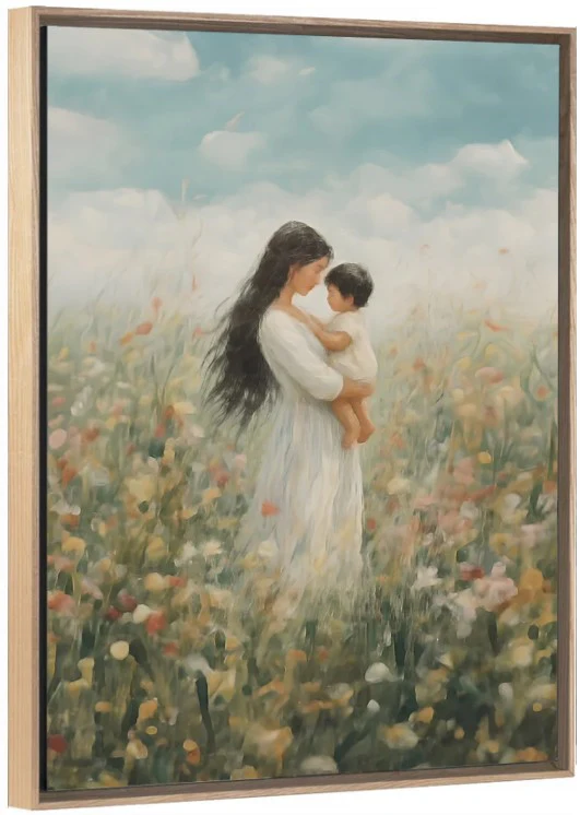 Mommy and Me, Long Black Hair - Canvas - Image 7